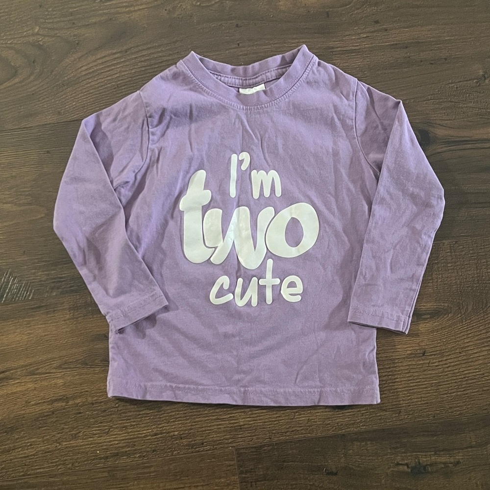 Purple Long Sleeve Kids Shirt - I'm Two Cute